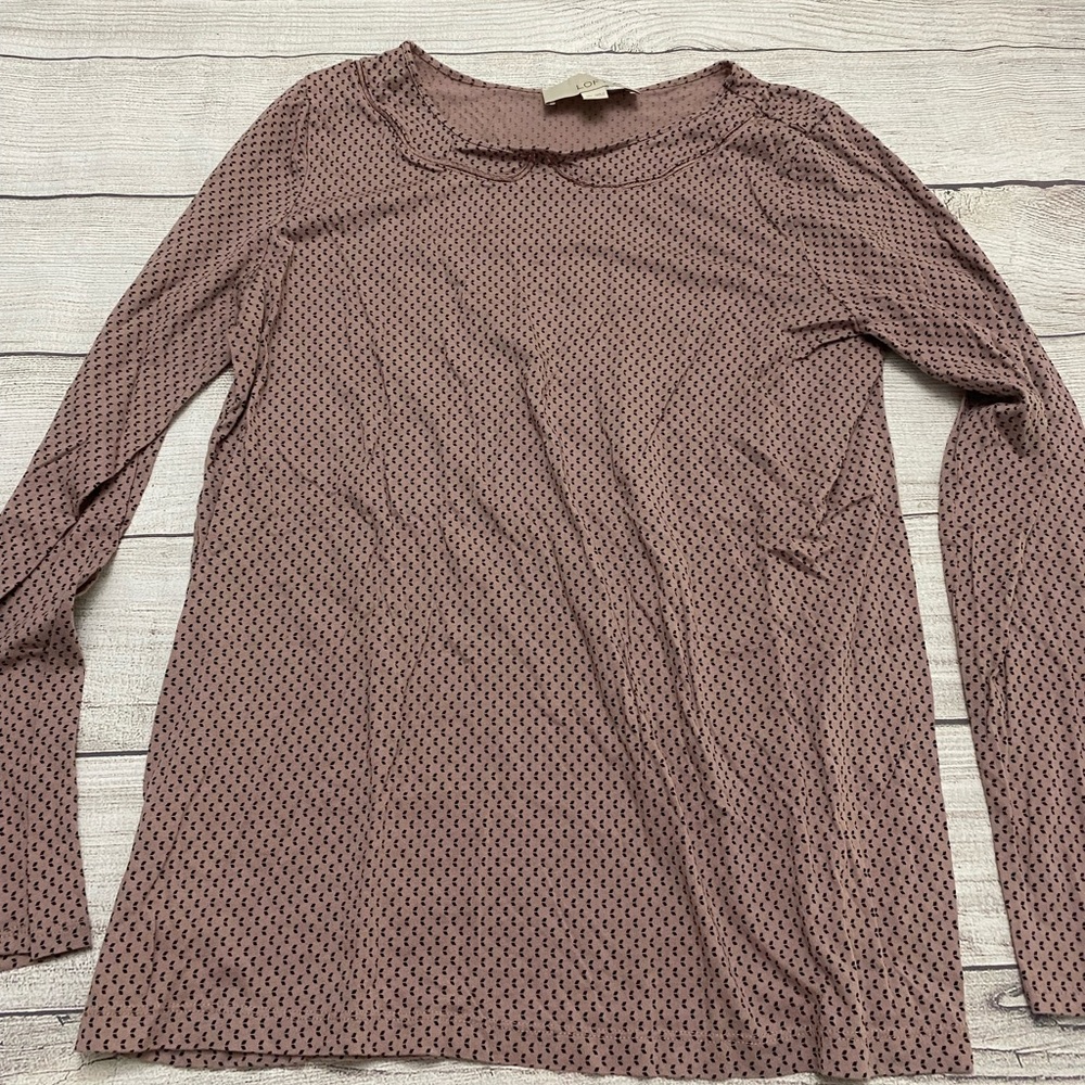 Ann Taylor Loft Women's Blouse Size M Long Sleeve Pink Shirt Top